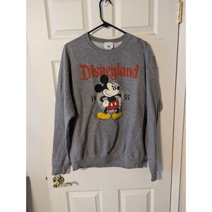 Women's Disney Disneyland Sweatshirt L Gray Red 1955 Mickey Mouse